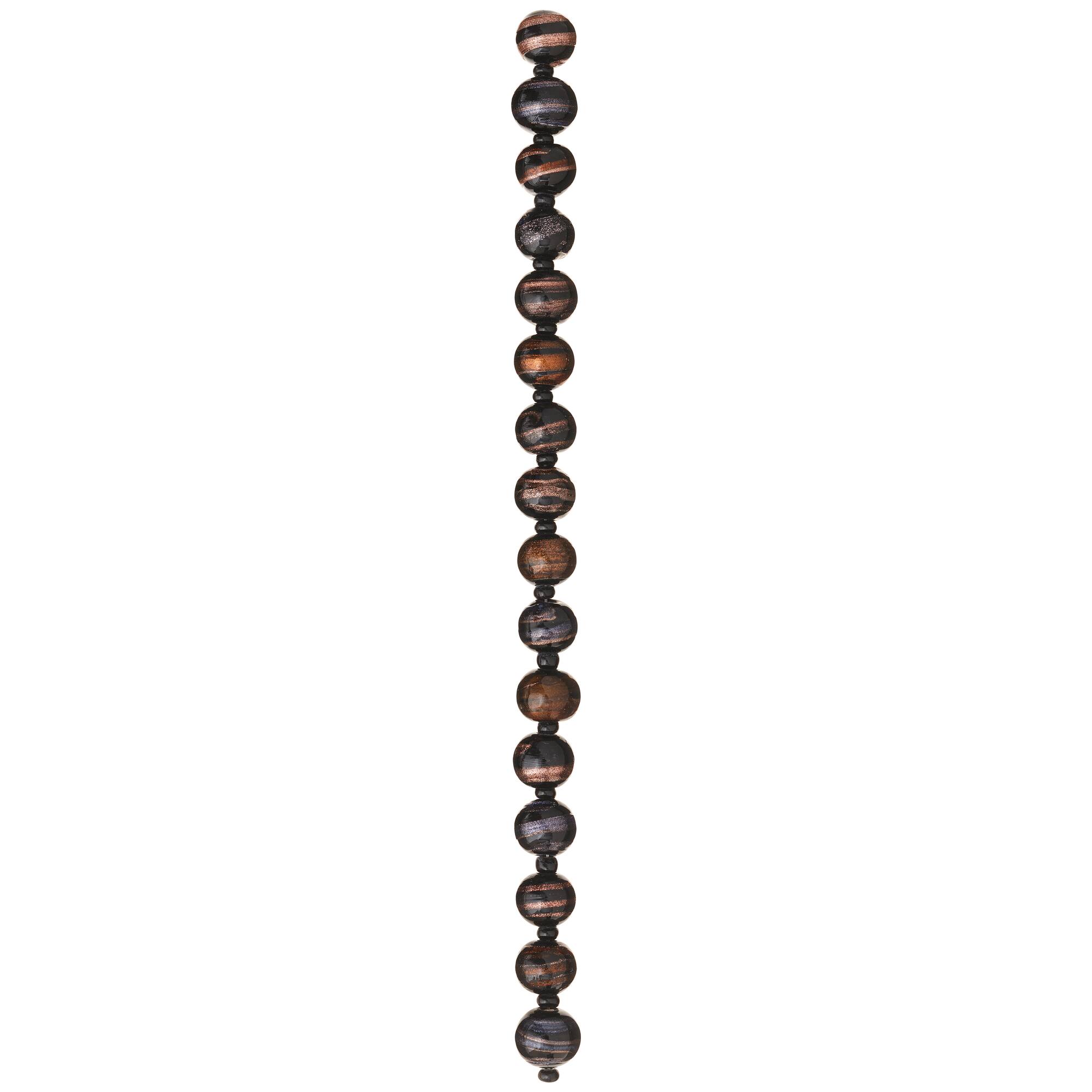 Black & Amber Lampwork Glass Beads, 10mm by Bead Landing™